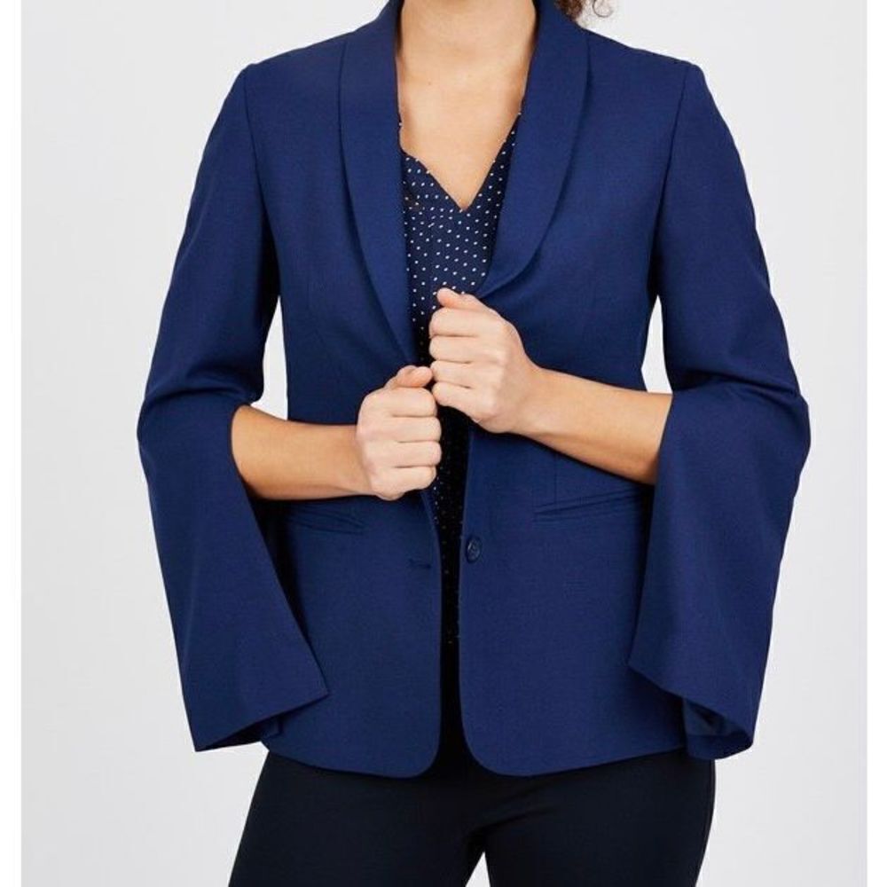 Pre- Loved - Ava Slit Sleeve Blazer - Small/ Navy Blue